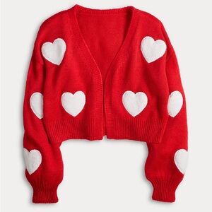 Women’s Heart Patterned Long Sleeve Shrug
